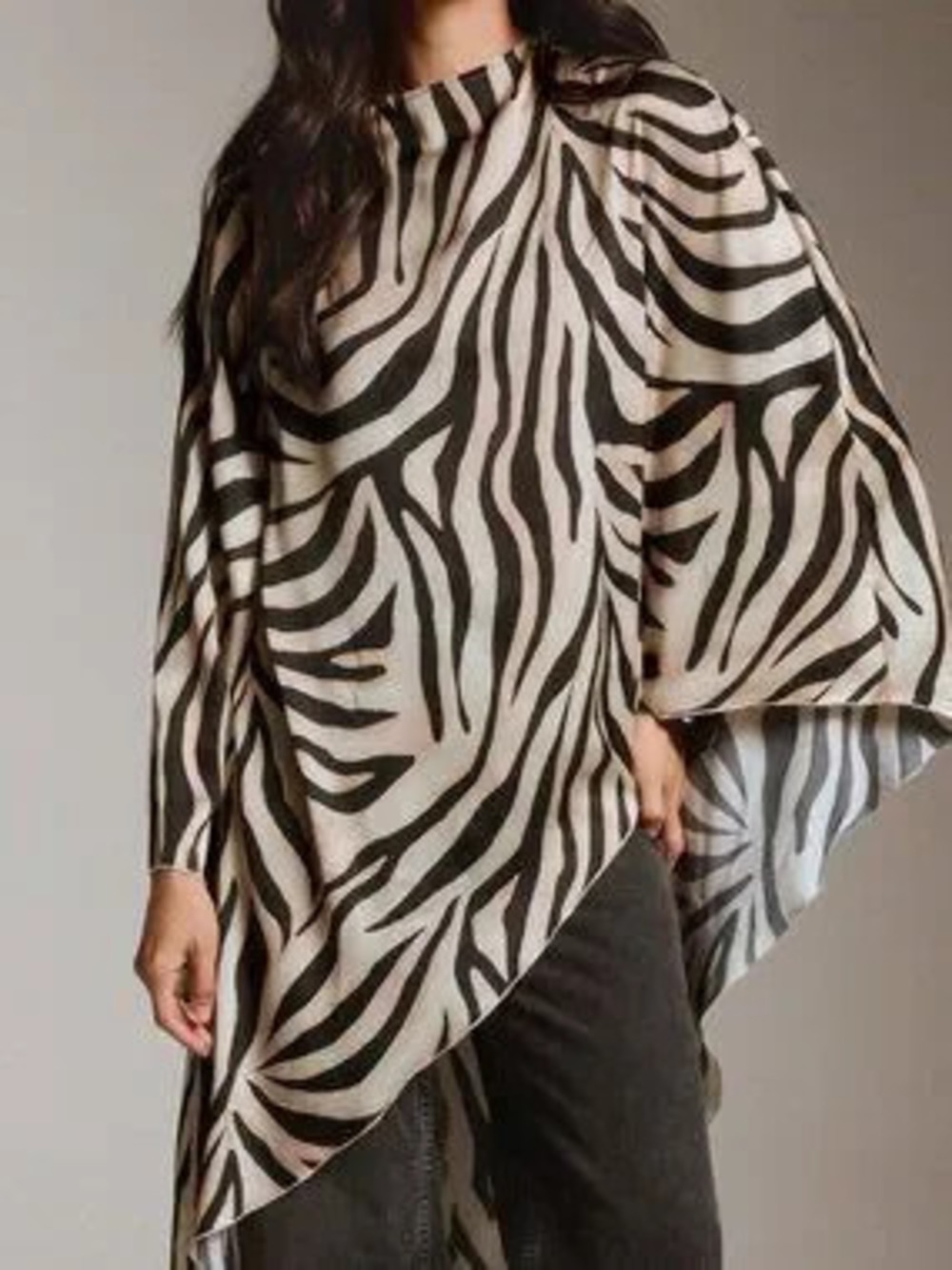 Multicolor Casual Women's Zebra-Print Asymmetrical Top